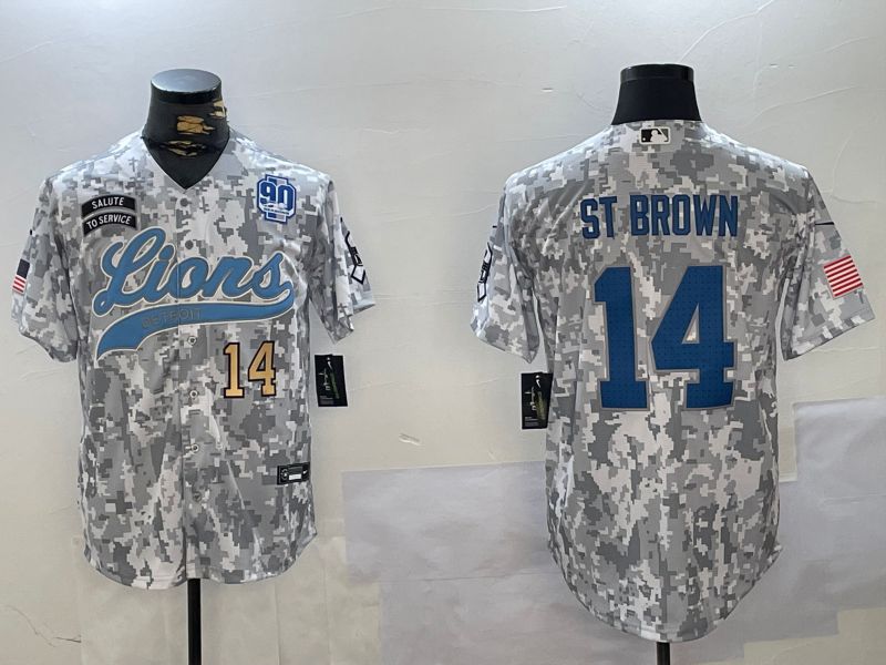 Men Detroit Lions #14 St Brown Nike Arctic Camo 2024 Salute to Service Limited NFL Jersey style 5->detroit lions->NFL Jersey